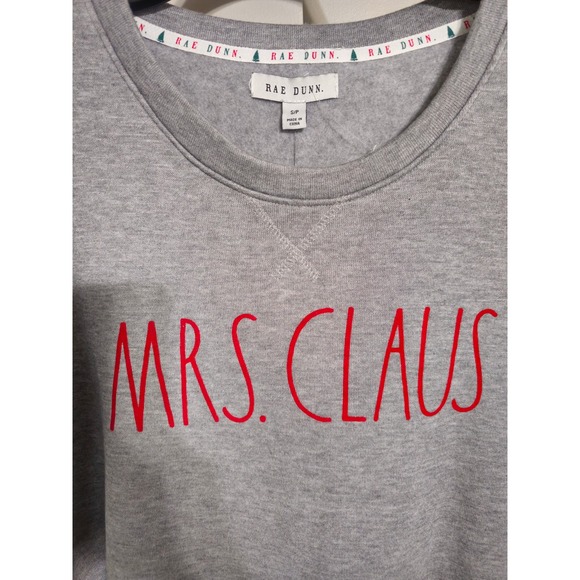 Rae Dunn Mrs Claus Sweatshirt Gray Red Christmas Holiday Size S NWT - Picture 5 of 8